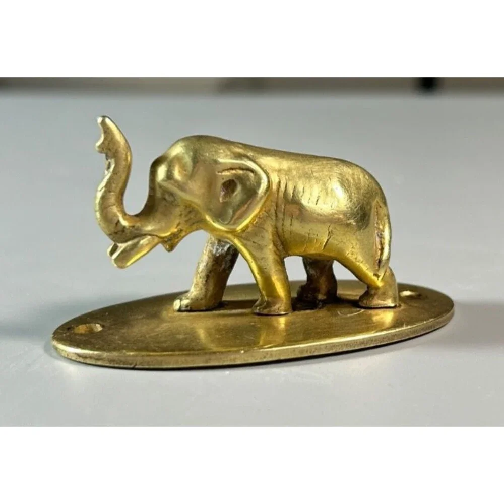 Antique Art Brass Co New York  Solid Brass Very Small Elephant Furniture Mount